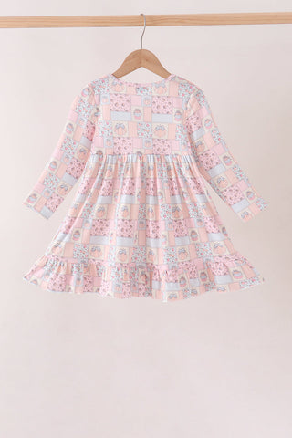 Pink pumpkin ruffle dress
