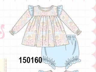 Pink pumpkin ruffle bloomer set