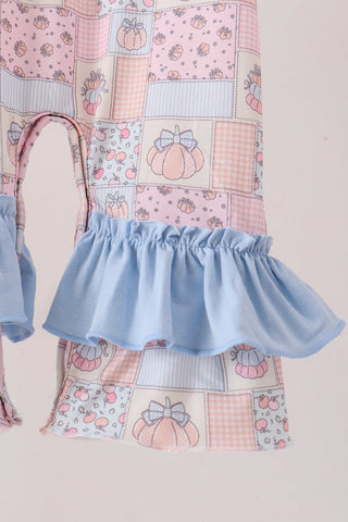 Pink pumpkin ruffle romper