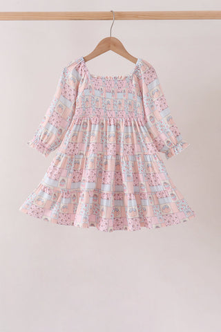 Pink pumpkin smocked mom&me dress