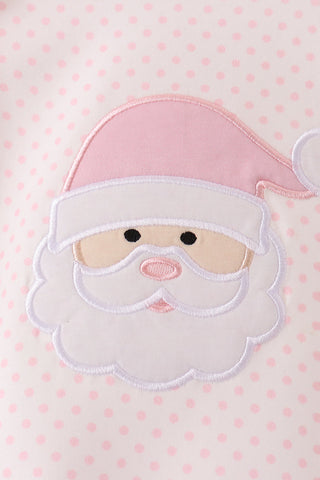 Pink santa claus dot applique ruffle bubble