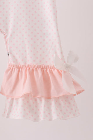 Pink santa claus dot applique ruffle romper