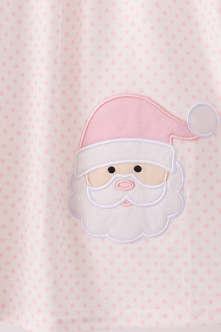 Pink santa claus dot applique ruffle dress