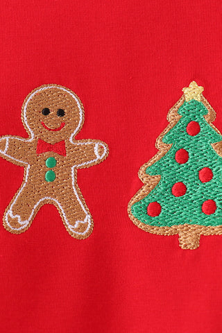 Red Gingerbread Tree Embroidery Set