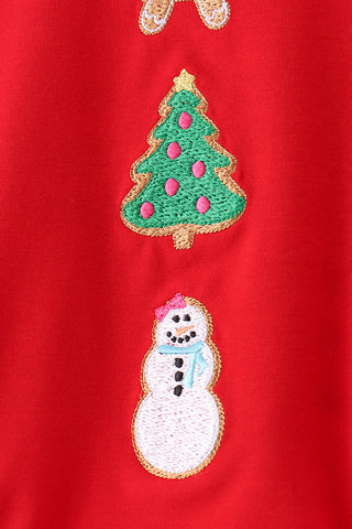 Red Gingerbread Tree Embroidery Bubble Set