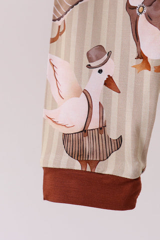 Brown goose print bamboo pajama set