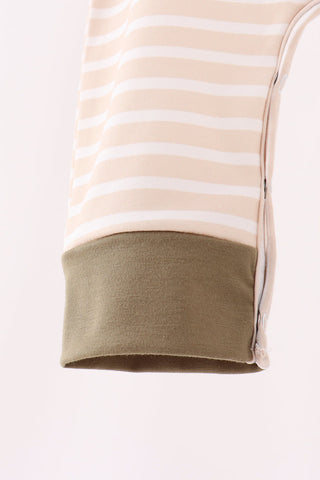 Olive turkey applique stripe romper