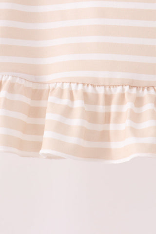 Olive turkey applique stripe ruffle pants set