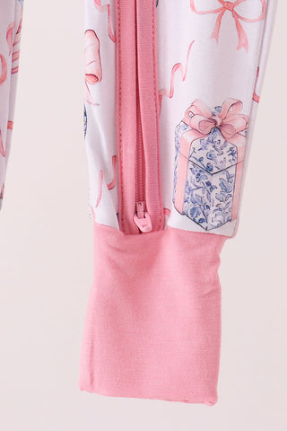 Pink nutcracker bamboo romper