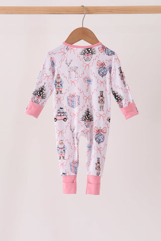 Pink nutcracker bamboo romper