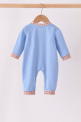 Blue Milk Cookies Embroidery Romper