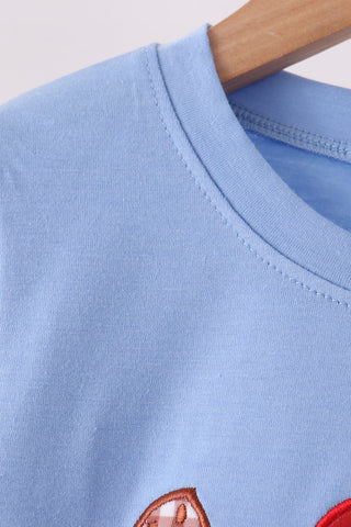 Blue Milk Cookies Embroidery Top
