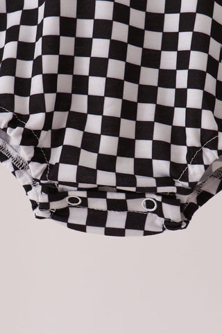 Black car embroidery checkered bubble
