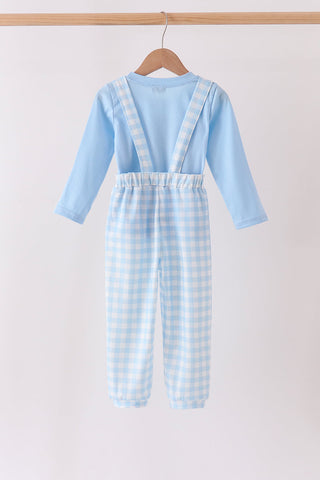 Blue Turkey Embroidery 2pc Jumpsuit Set