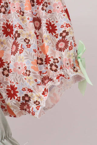 Sage Turkey Applique Bow Bloomer Set