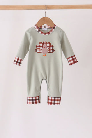 Sage Turkey Applique Romper