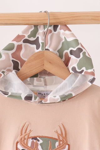 Camo Deer Applique Hoodie