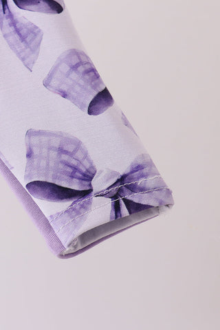 Purple Bow Zip Bamboo Romper