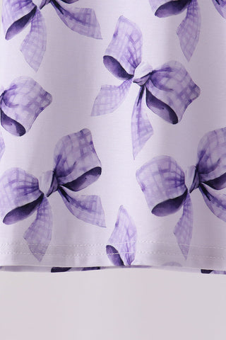 Purple Bow Zip Bamboo Pajama Set