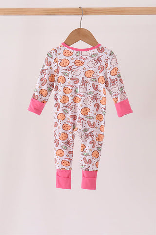 Pink milk cookie bamboo ruffle romper