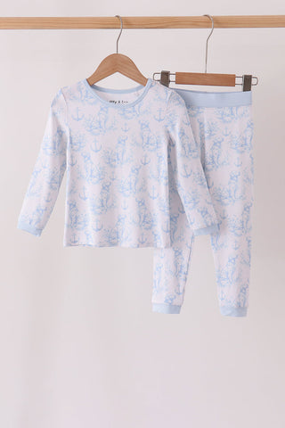 Blue dog bamboo pajama set