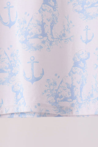 Blue dog bamboo pajama set