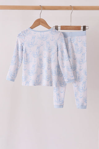 Blue dog bamboo pajama set