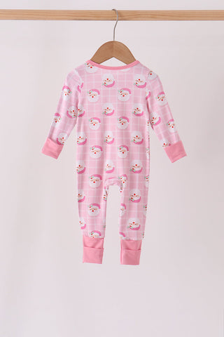 Pink Santa Zip Bamboo Romper