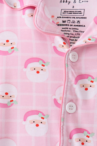 Pink Santa Bamboo Pajama Set