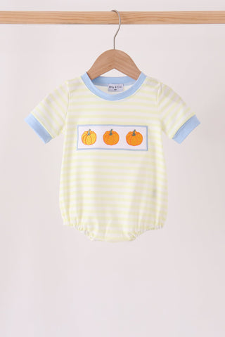 Yellow stripe pumpkin embroidery bubble