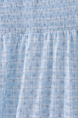 Blue floral smocked mom dress