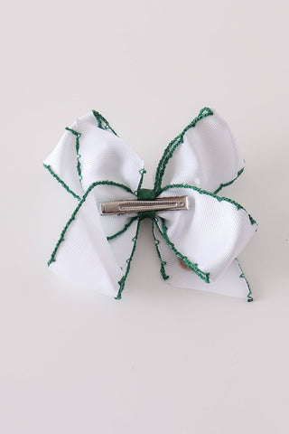Forest reindeer embroidery crochet edge hair bow