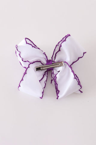 Purple witch hat embroidery crochet edge hair bow