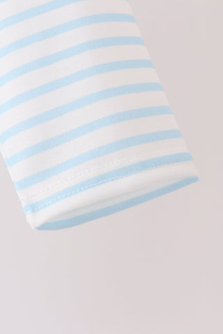 Blue Excavator Applique Stripe Top