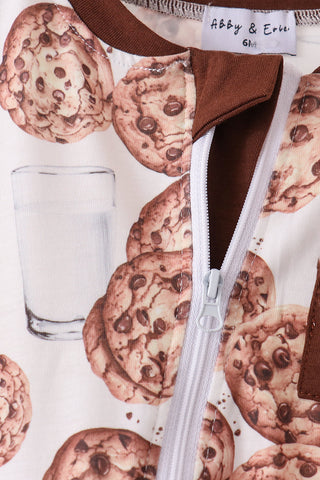 Brown Milk Cookie Print Romper