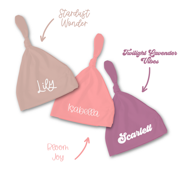 three bras with different names on them