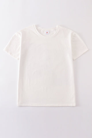 Cream blank basic t-shirt Adult Kids and baby bubble