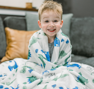 Blues and Greens Dino Minky Name Blanket