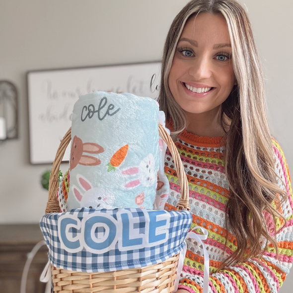 Easter Basket Liner - Personalized Customized Monogram Girl or Boy Basket