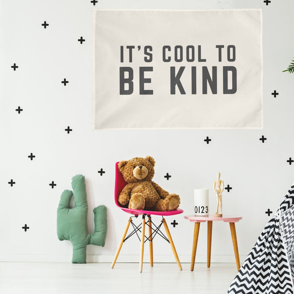 child bedroom "it's cool to be kind" wall flag decoration