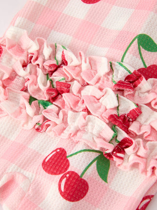 Waffle Cherry Plaid Girls' Romper