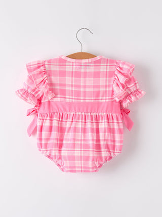 Pink Plaid Smocked Church Christ Bishop Christening Romper