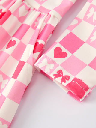 Valentine’s Girls Long Sleeve 3-Piece Dress Set with Hearts and Stripes