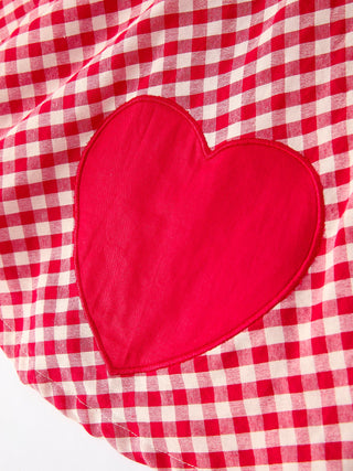Valentine’s Day Red Plaid Heart Applique Dress with Bows – Toddler Girls Outfit