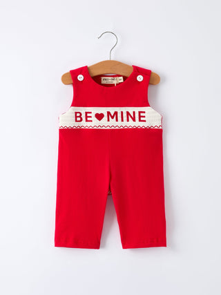 Valentine's Day "BE ❤ MINE" Embroidered Boy's Romper