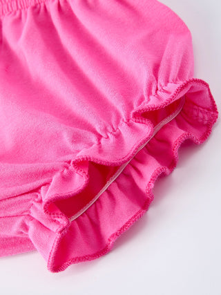 Easter Pink Bunny Embroidered Floral Long-Sleeved Girl Bloomer Set