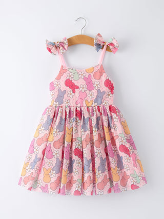 Easter Bunny Print Girl Tulle Dress