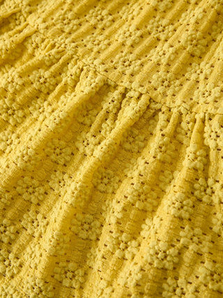 Spring Solid Girls Lace Tiered Dress With Scrunchie