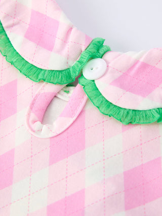 Spring Golf Embroidered Baby Girls Smocked Bow Bloomer Set