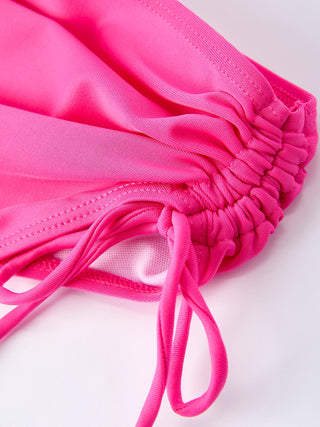 Hot Pink Summer Floral Girls Long-Sleeved Swimsuit Set